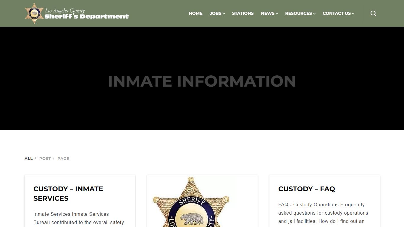 Search Results for “inmate information” | Los Angeles County Sheriff's ...